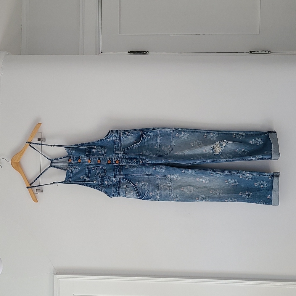 Anthropologie Pilcro Flower Overalls